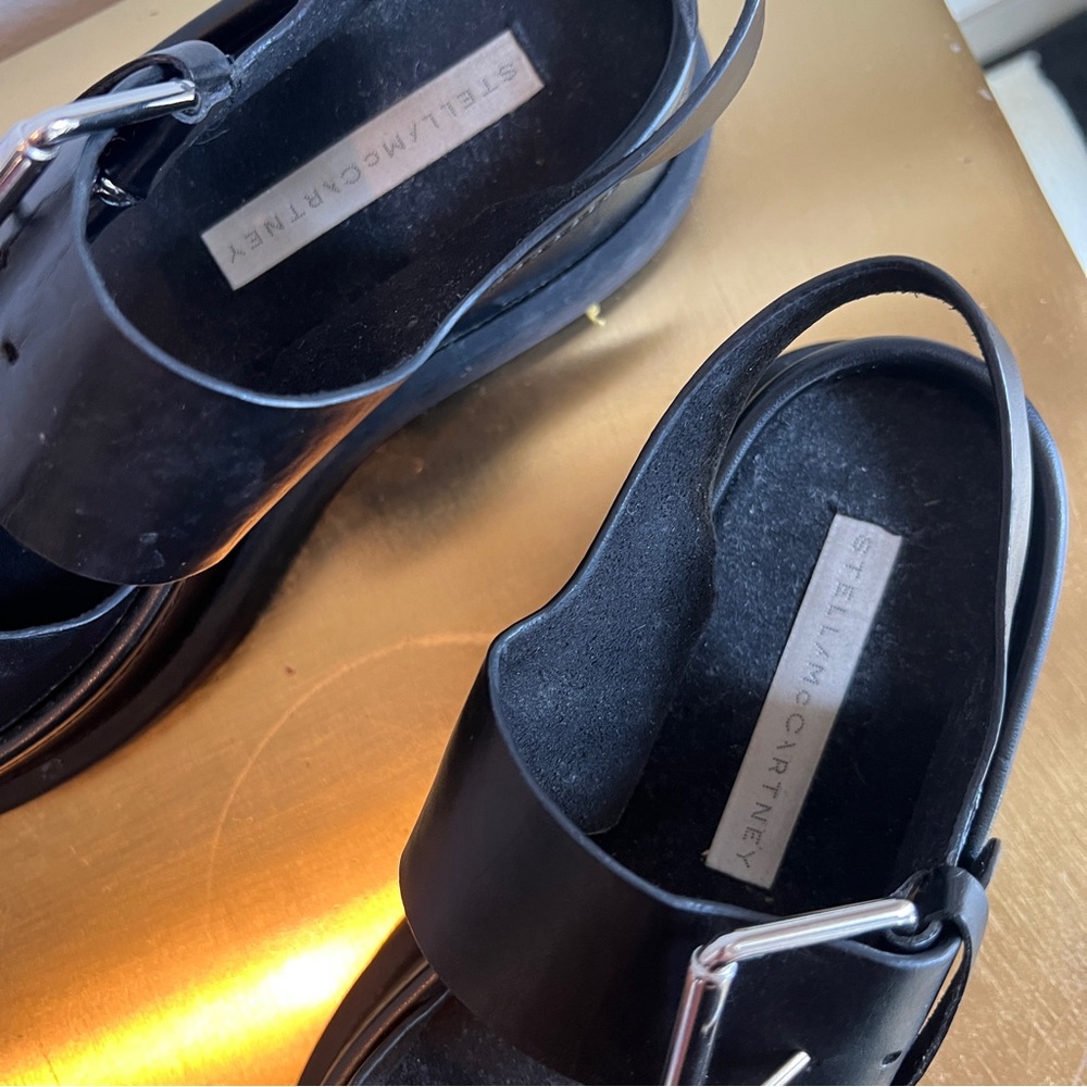 Stella McCartney Black Faux Leather Vegan Platform Buckle Sandals - Picture 15 of 15